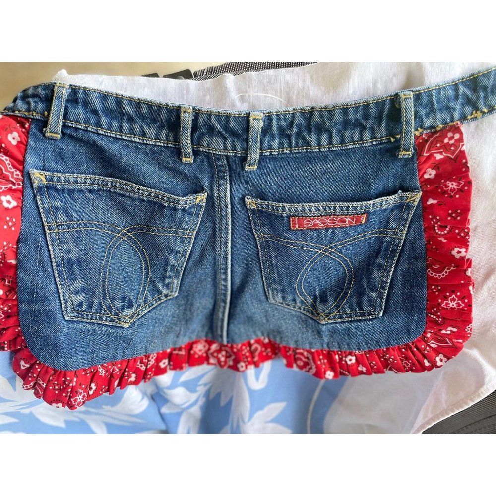 Sasson jeans made into an apron country western sz 3 sm red 80s designer retro
